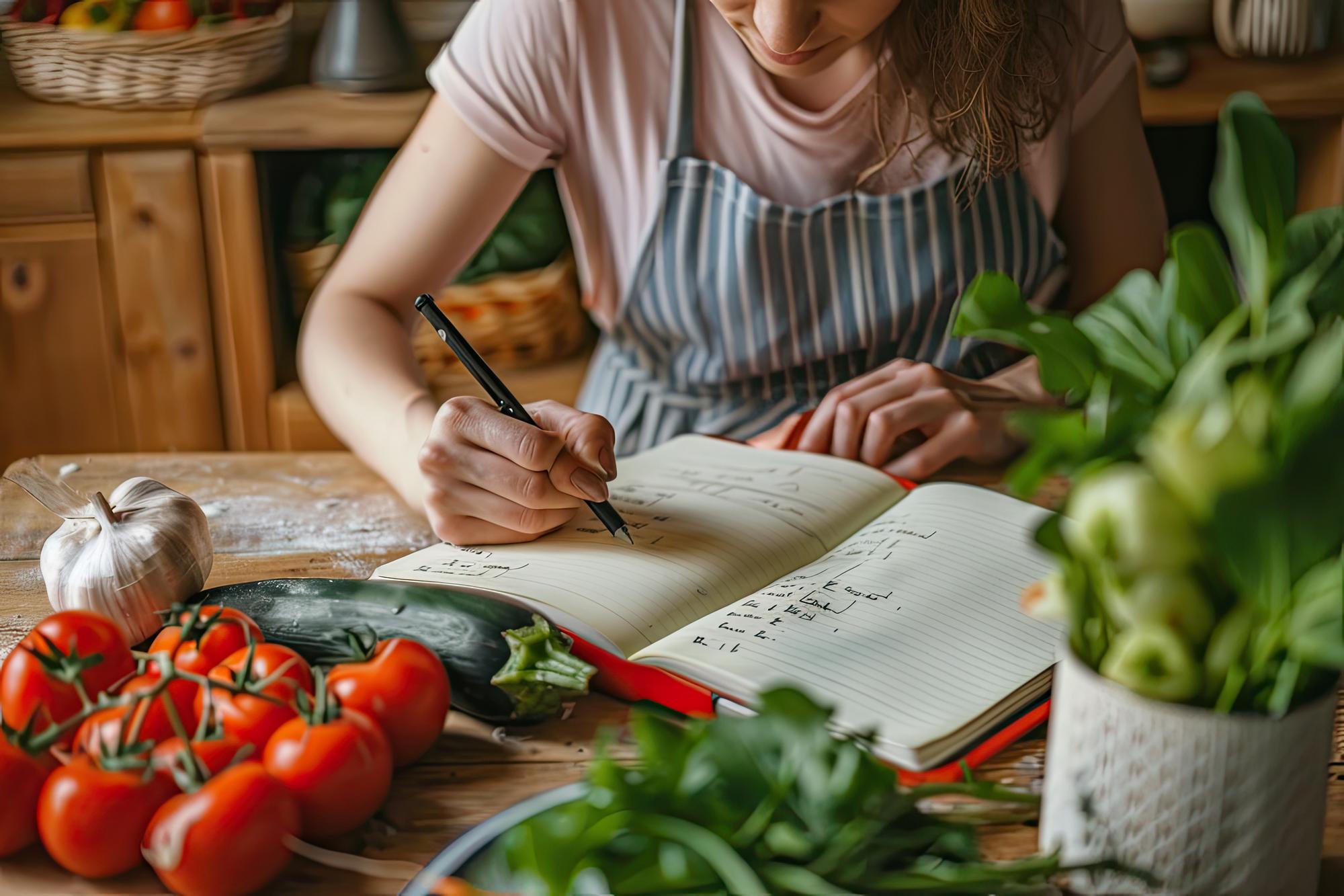 Tavolo con ingredienti freschi e appunti del corso